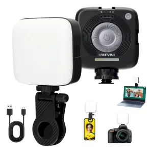 Luz De Relleno Luz Led De Cámara Portátil Fotografía Vídeo Luz De Relleno Led De Bolsillo Para Fotografia para Tablet 3 Colores con Soporte de Teléfono y Clip de Luz WEVIVI