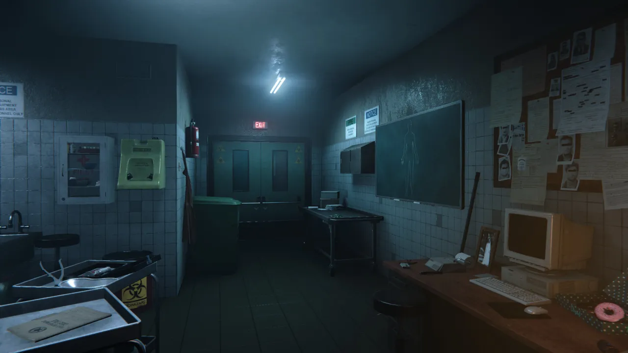 Dark morgue horror atmosphere