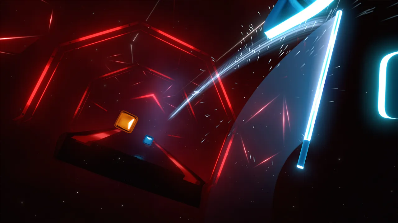 Beat Saber Steam key - dual saber slashing colorful blocks