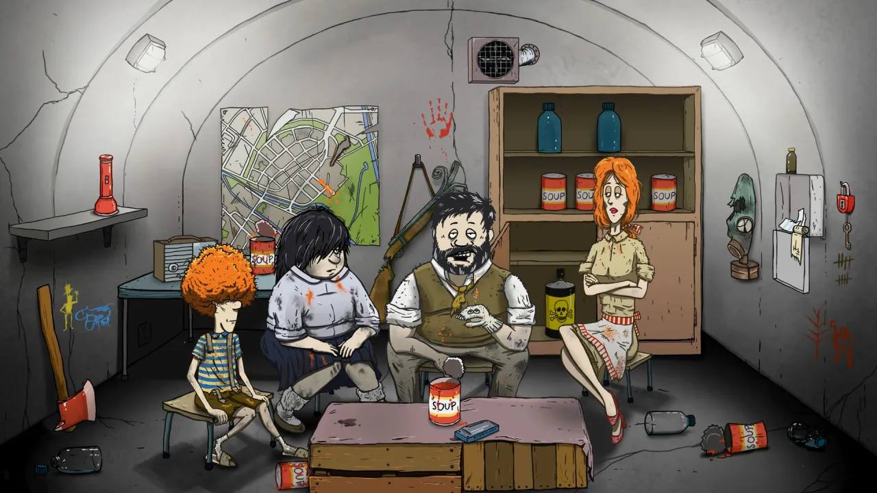 60 Seconds Reatomized characters and post-apocalyptic scenes