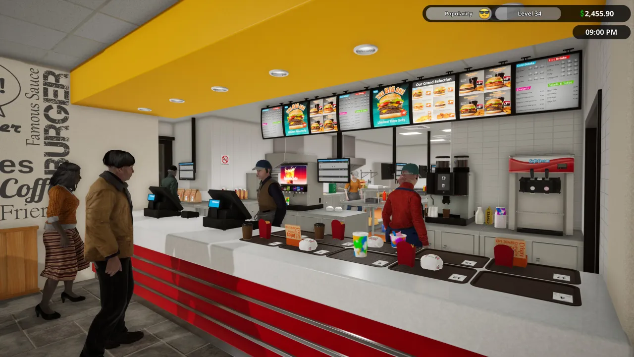 Fast Food Simulator kitchen upgrade and cooking