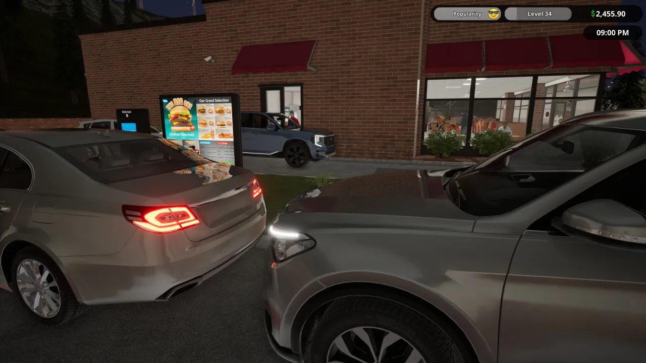 Fast Food Simulator drive-thru and happy customers