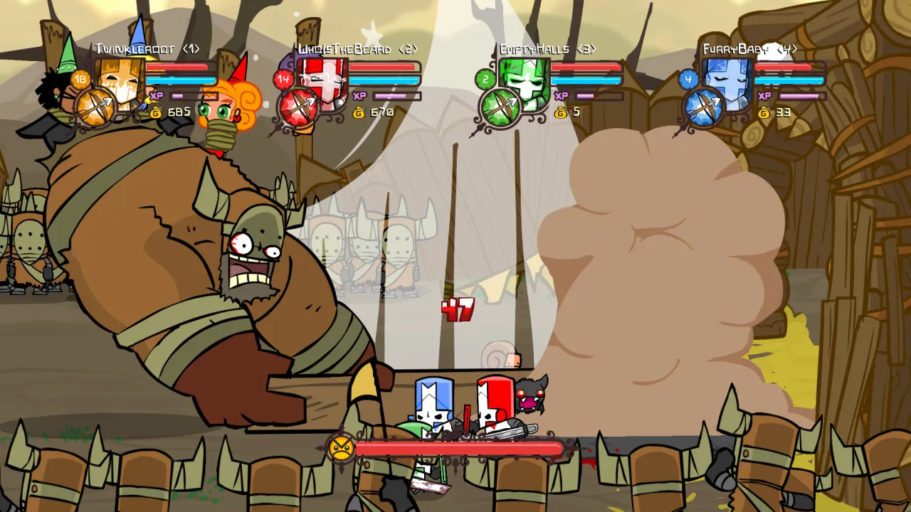 Castle Crashers gameplay screenshot knights fighting