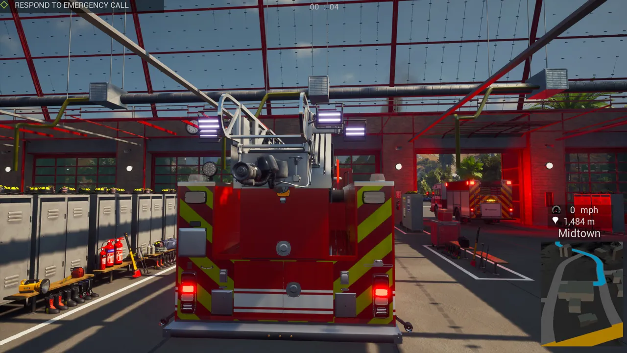 Realistic fire truck and equipment gameplay