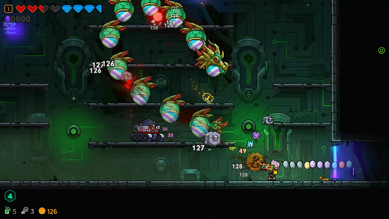 Crazy item synergies and neon boss battles