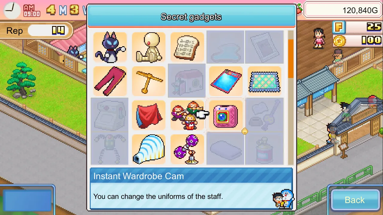 Cute customer interactions and mini-games