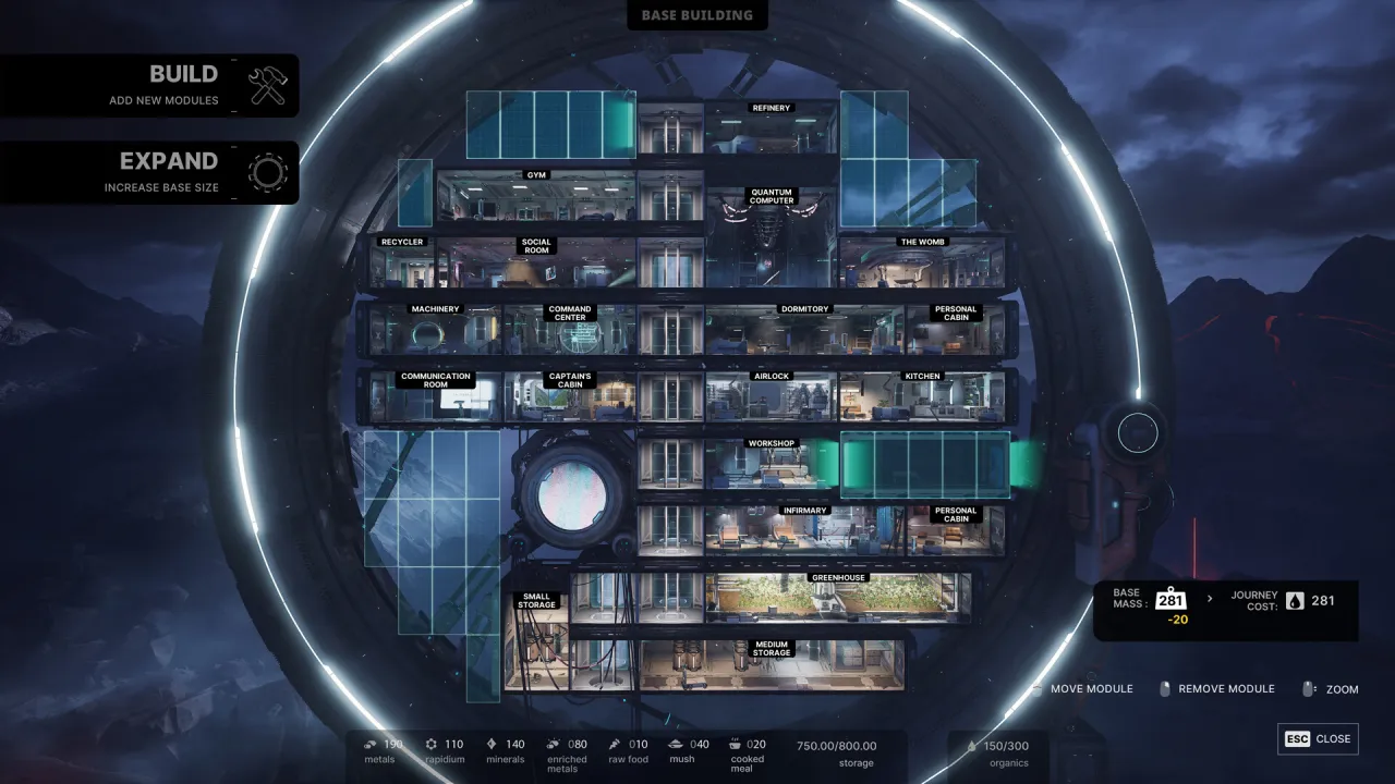 The Alters base building and survival mechanics