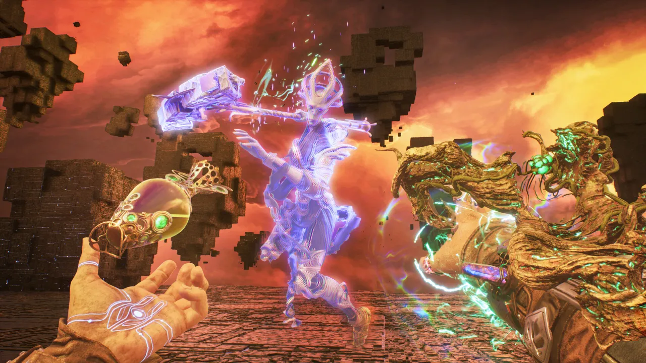 Intense red magic spell combat