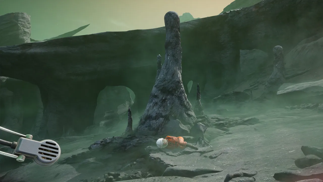 Mysterious alien landscape at sunset