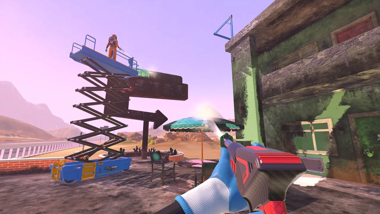 Washing massive playground equipment