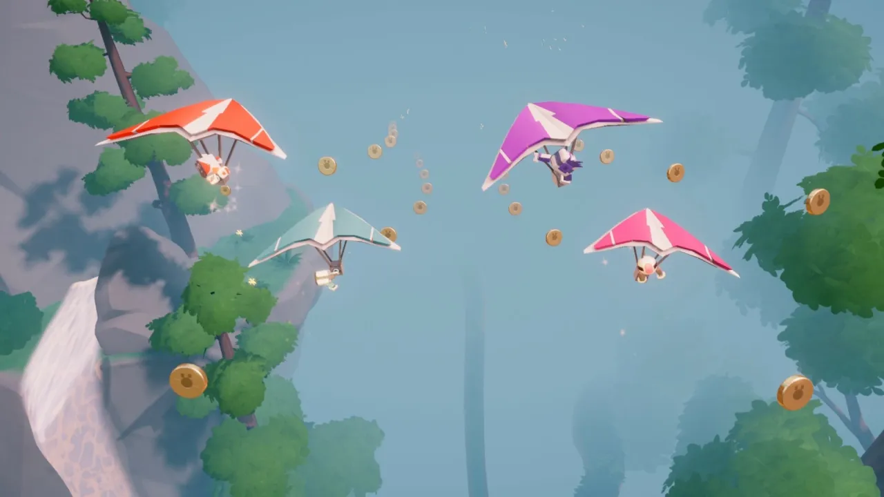 Colorful forest level with synchronized jumping