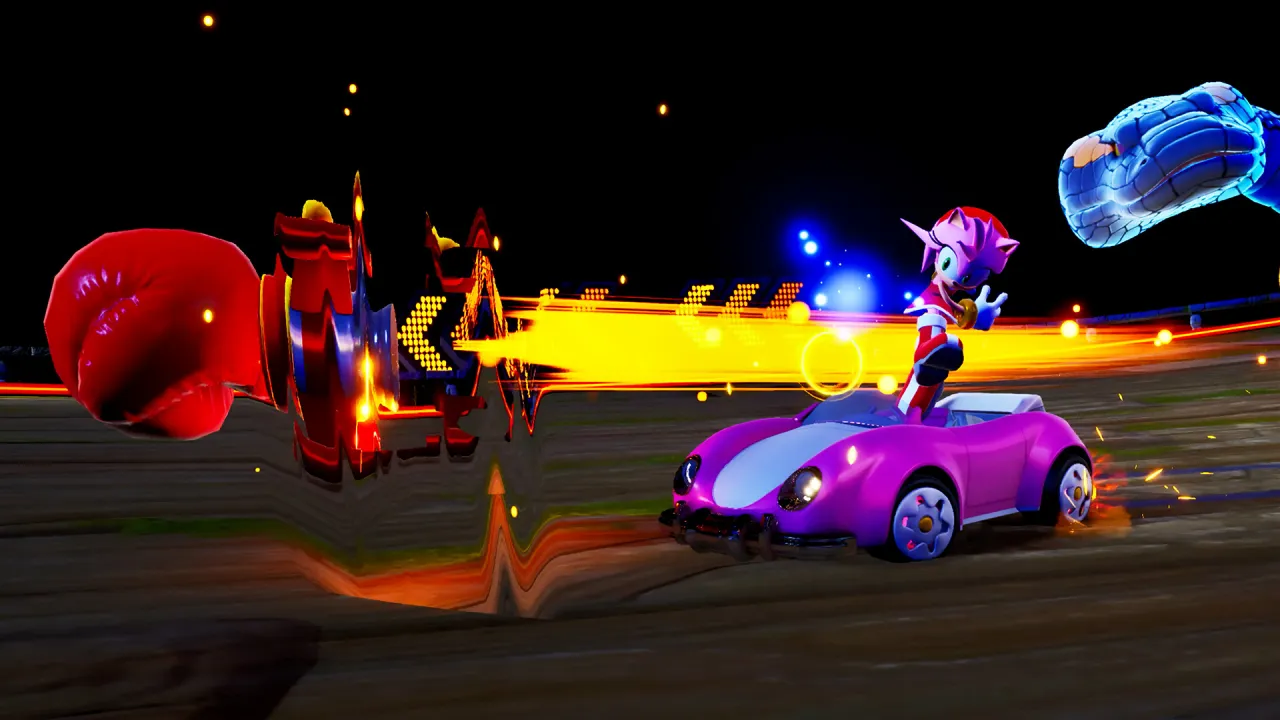 Full character roster with Shadow and Amy racing