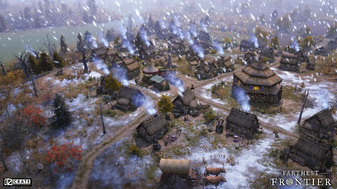 Farthest Frontier trading post and market economy development