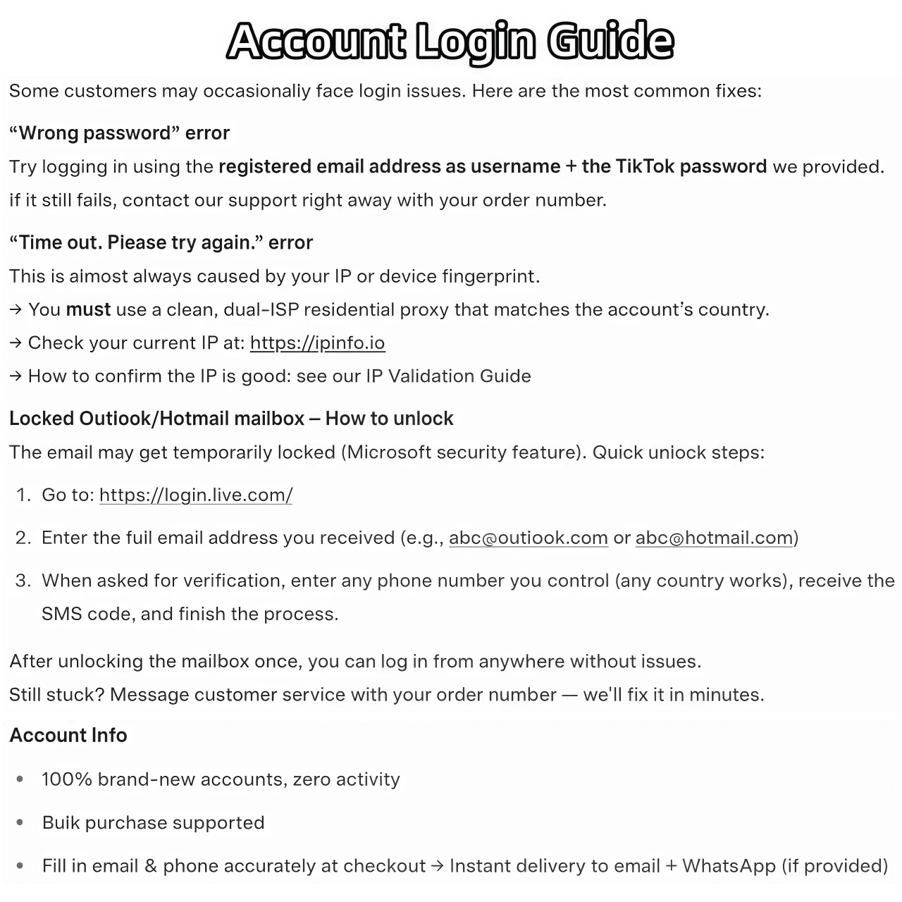 Spain TikTok full-moon account login screen