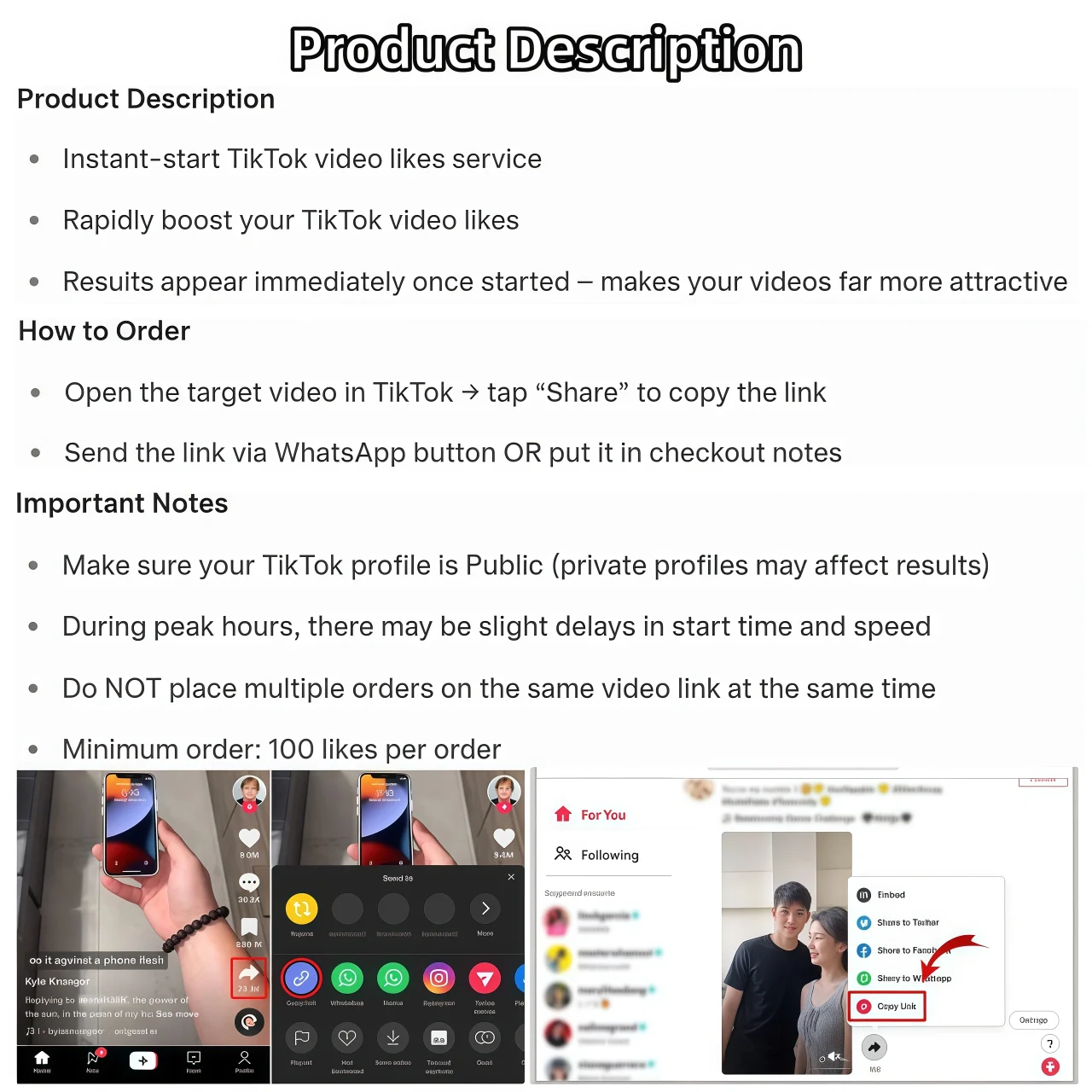 Real TikTok likes from genuine active users