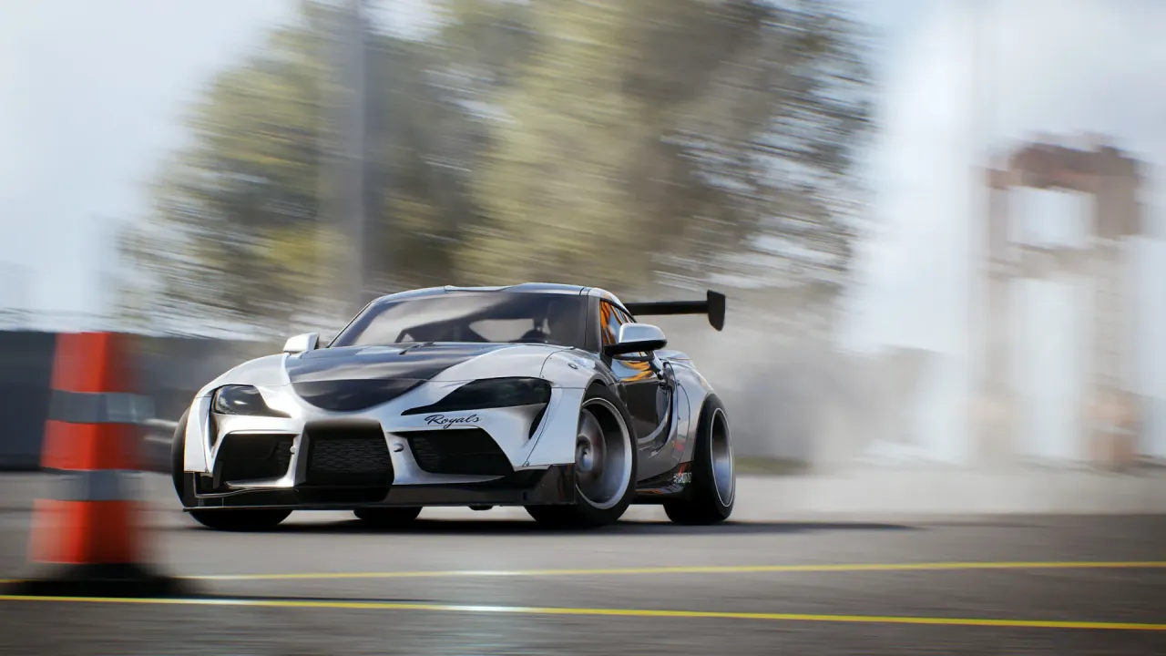 Night street racing through a detailed city