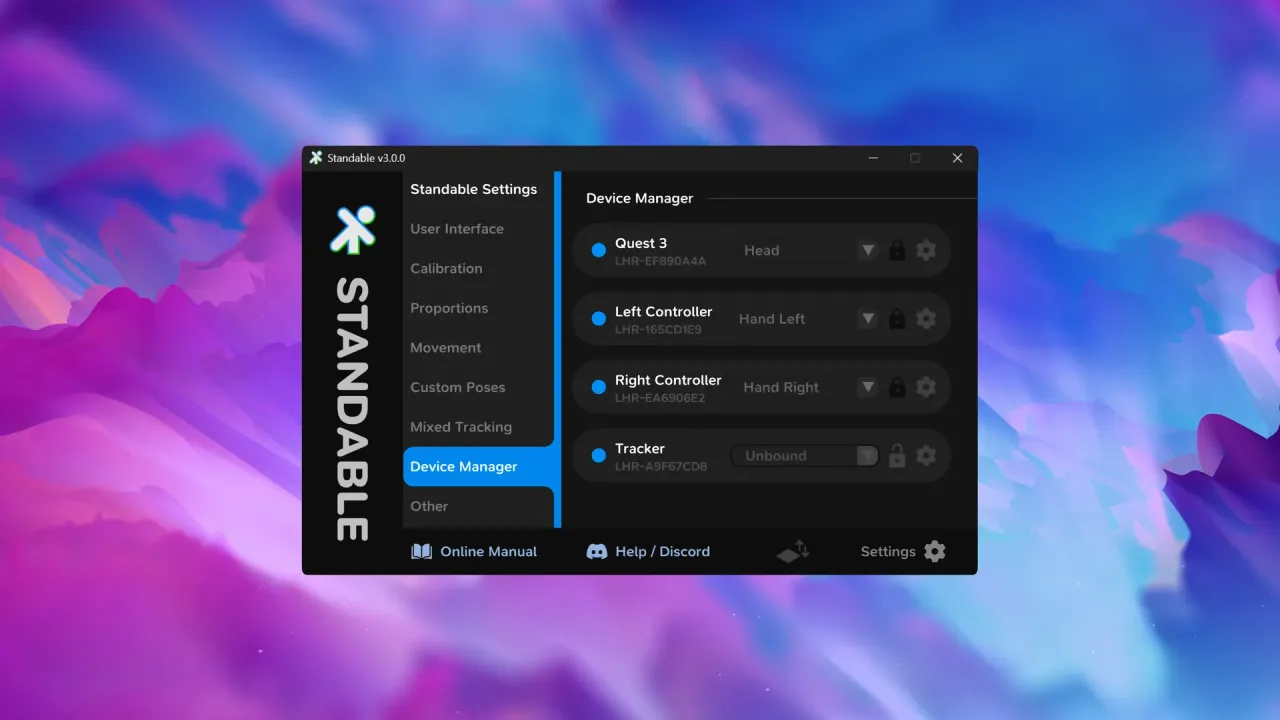 Virtual reality avatar showing full body movement