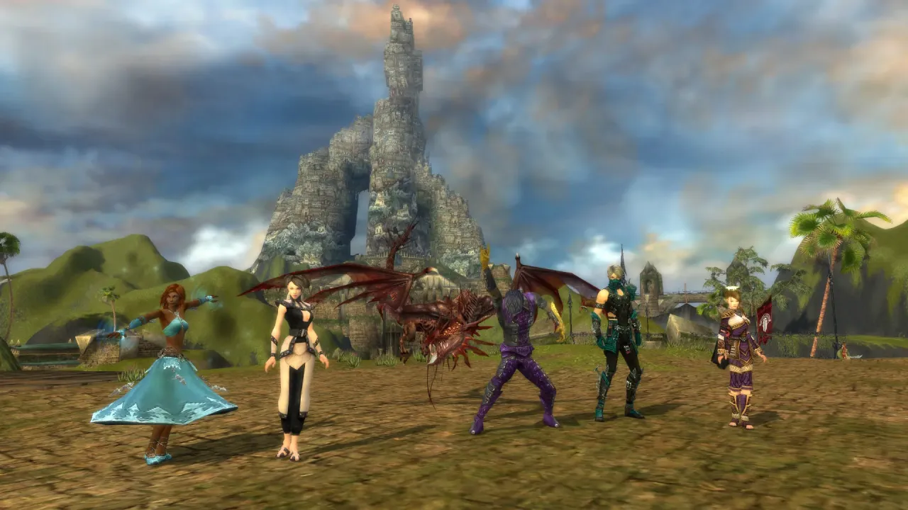 Epic battle between heroes and mythical creatures