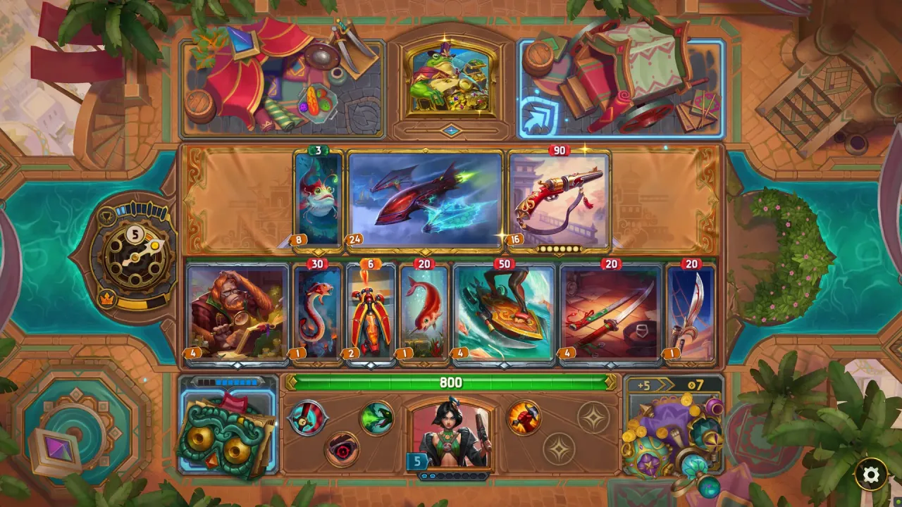 Strategic card game interface in The Bazaar
