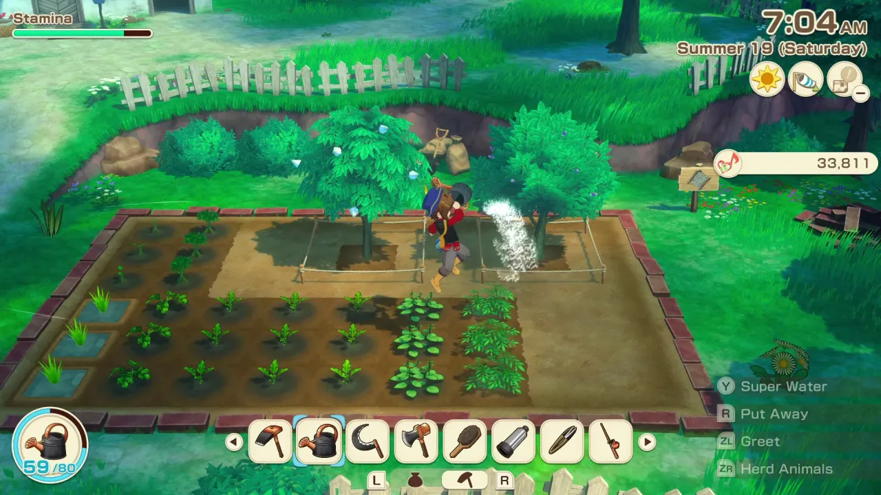 STORY OF SEASONS Grand Bazaar farming crops in Zephyr Town