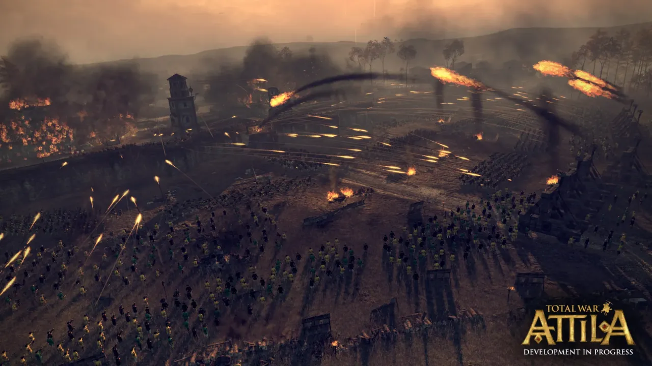 total war attila steam key massive siege battle with flaming projectiles