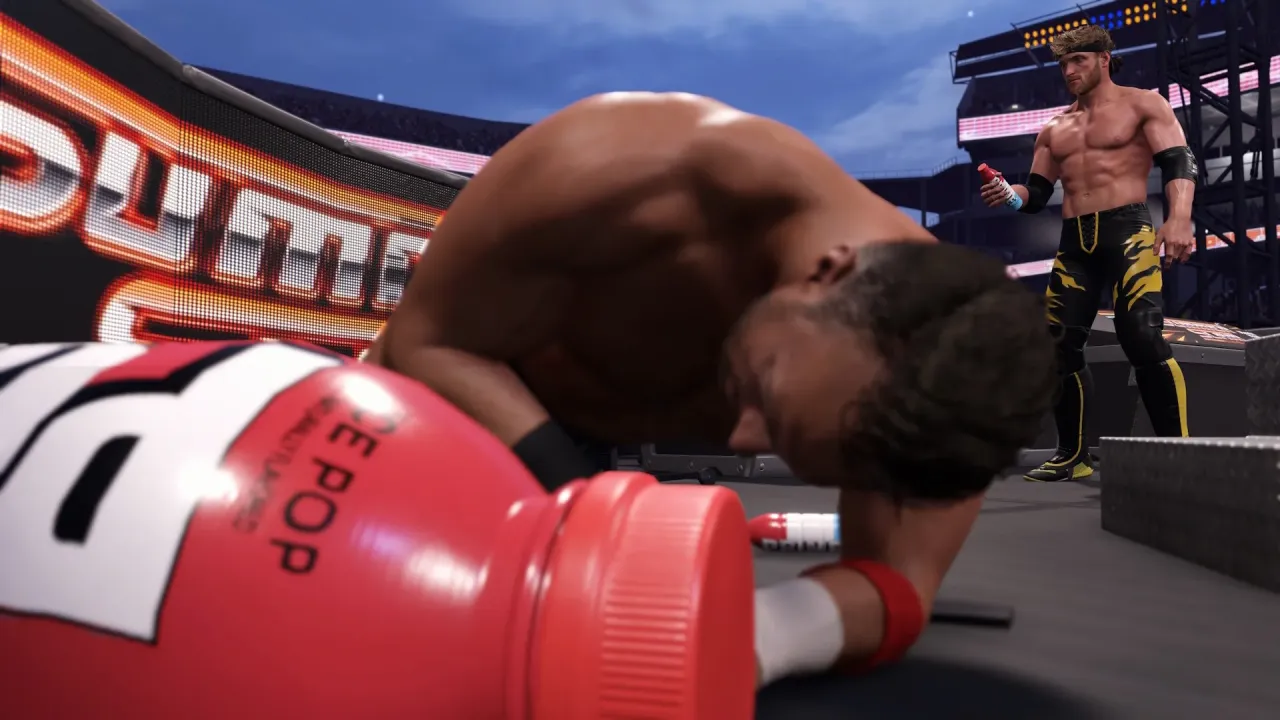 Detailed character models and entrance sequences in wrestling simulator