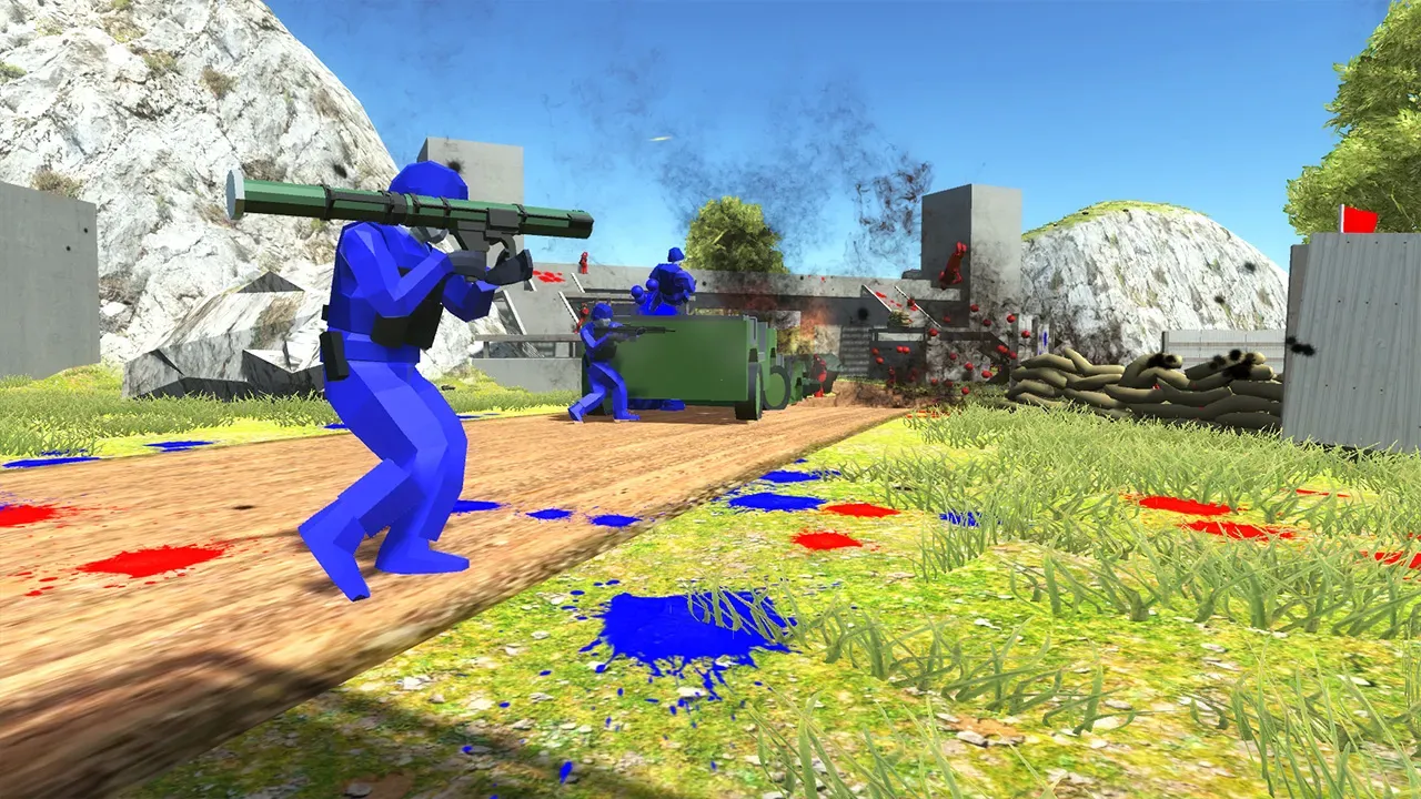 Ravenfield Steam Key Global featuring blue versus red soldiers