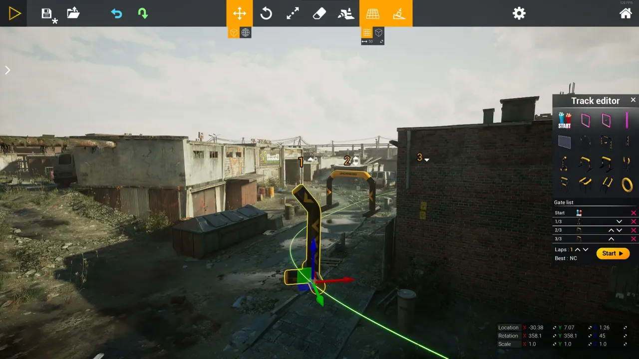 FPV drone chasing a drifting car in a cinematic scene