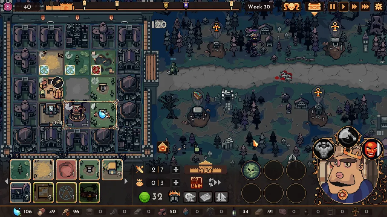 Defending the castle against waves of enemies in a roguelite style