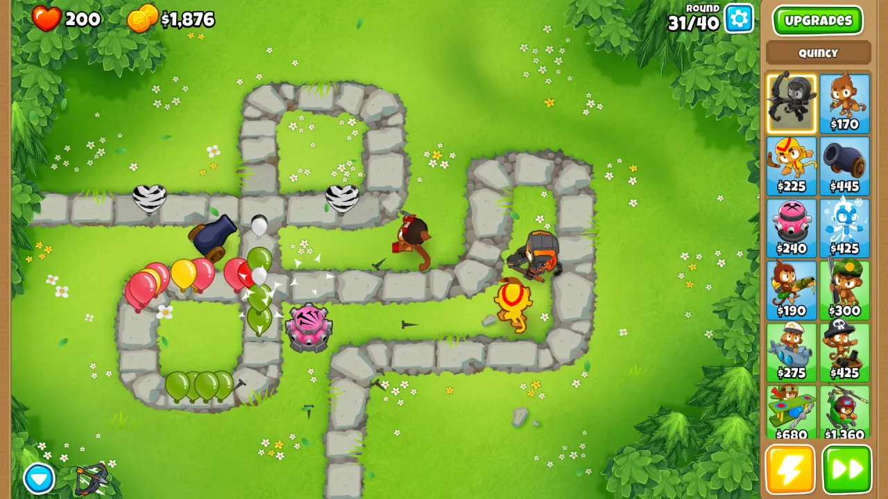 Strategic tower defense map with hero monkeys