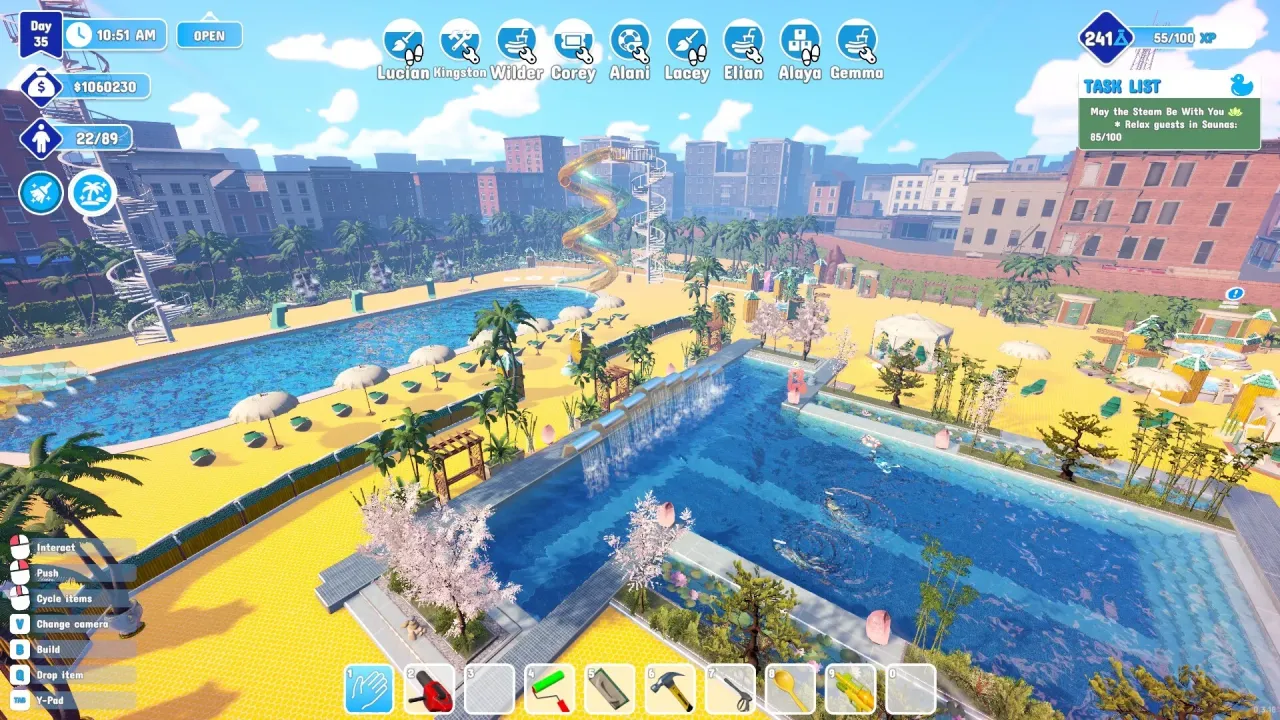 Waterpark Simulator Steam Key Global colorful pool design