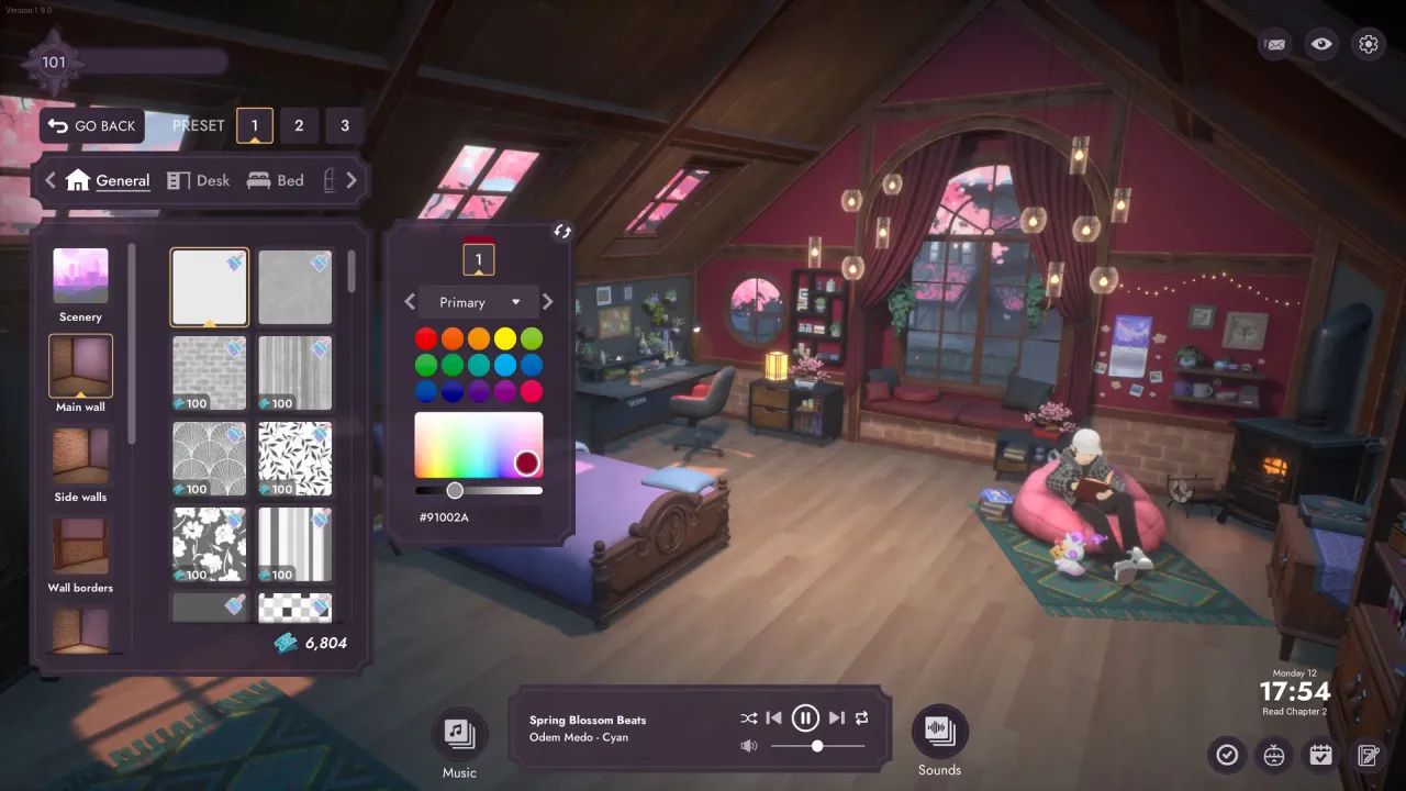Customizing character and room for better study vibes