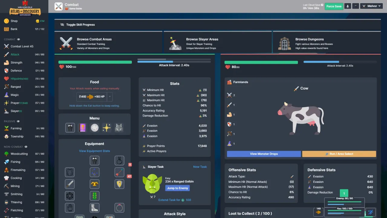 Comprehensive non-combat skills like woodcutting and smithing