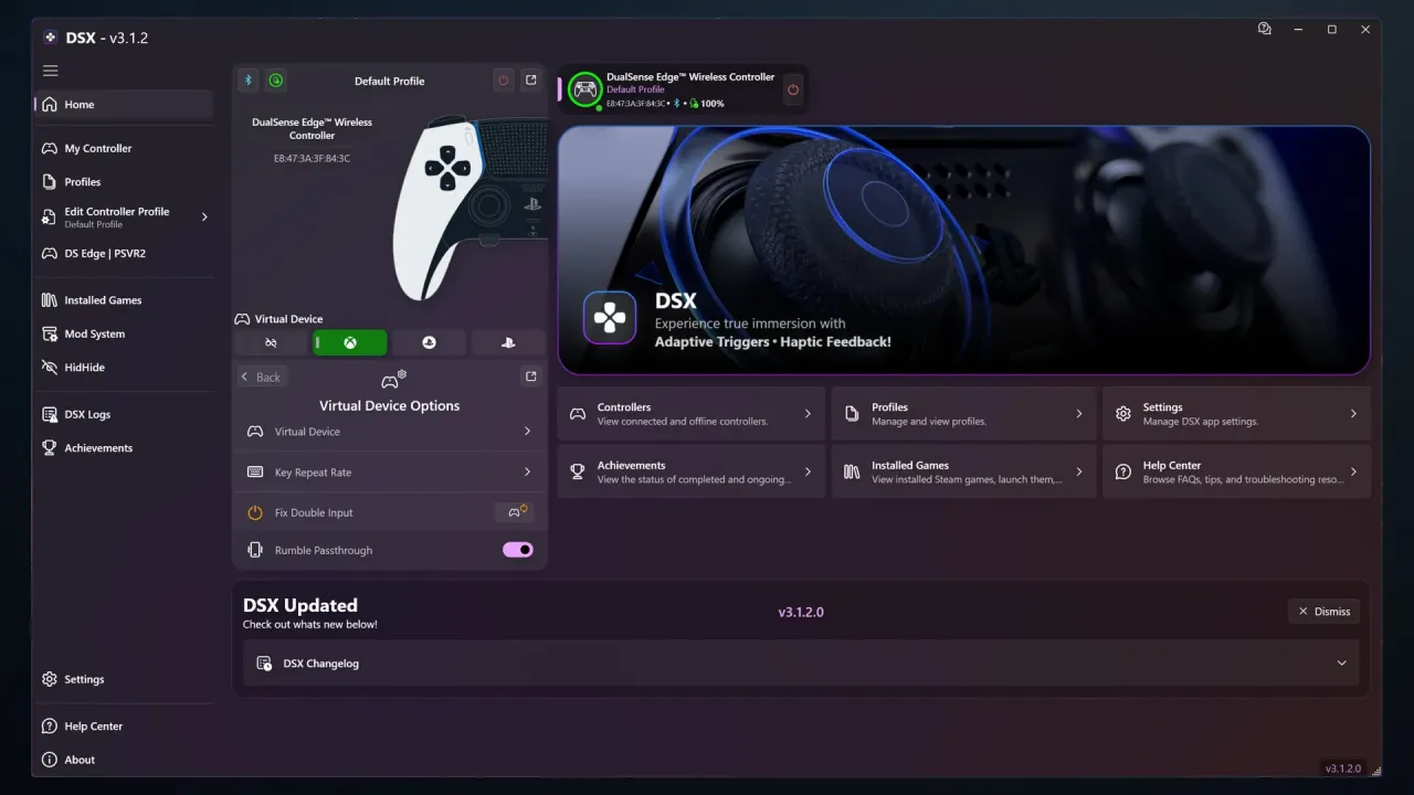 DSX Steam Key Global interface for DualSense controller