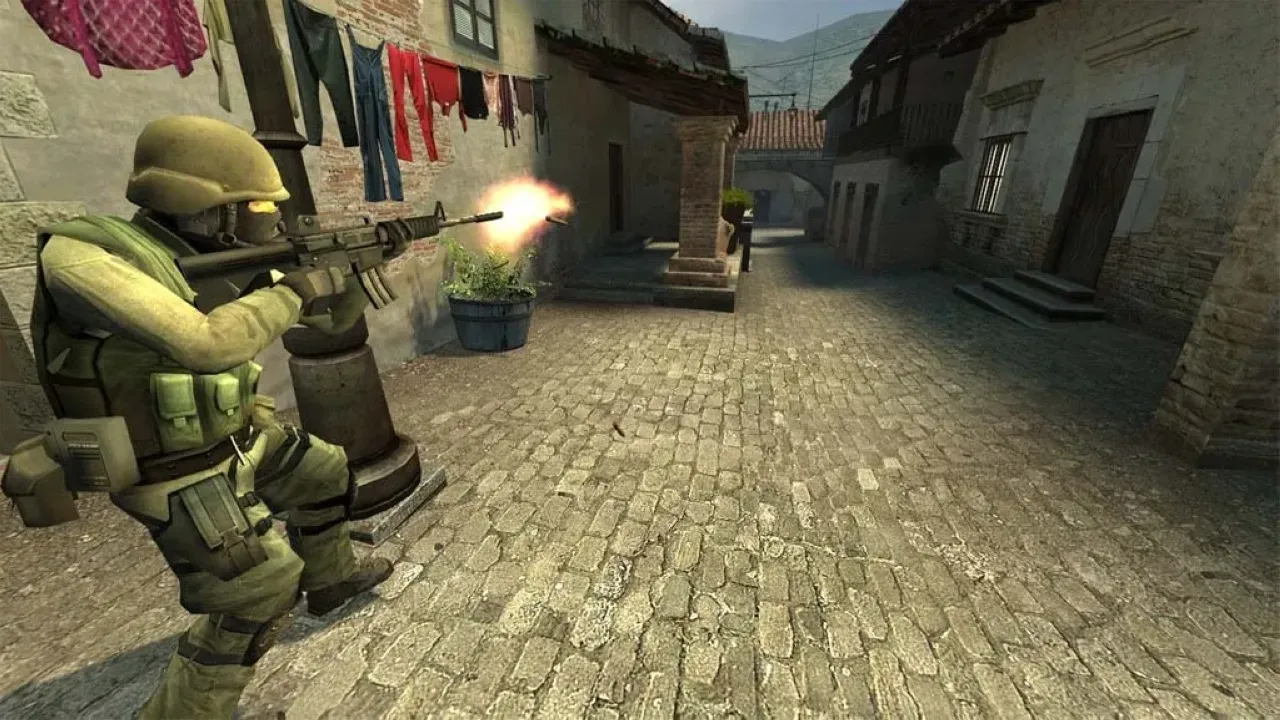 Classic De_Dust2 map gameplay in Counter-Strike Source