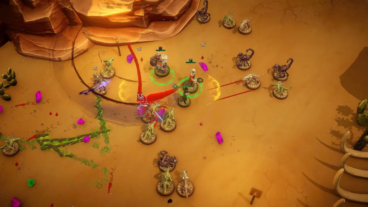 Fast-paced roguelite gameplay with neon visual effects