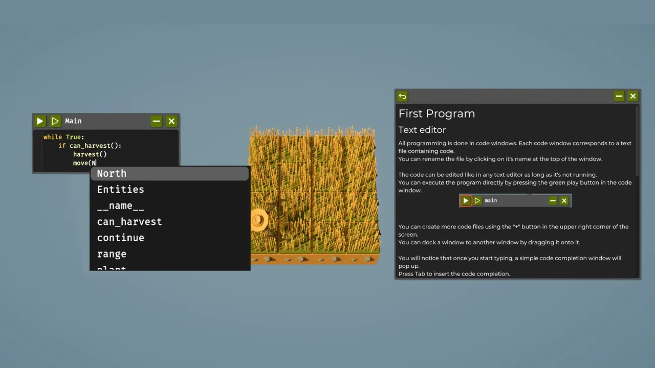 Automated farming grid with efficient drone logic