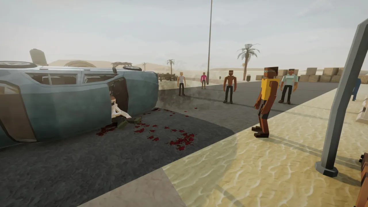 Intense action scene with advanced physics simulation