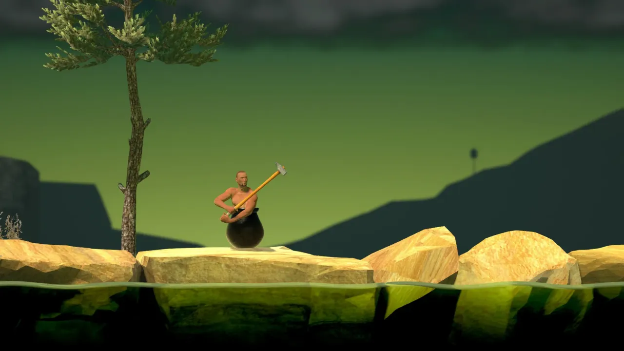 Getting Over It Steam Key Global featuring a man in a pot with a hammer