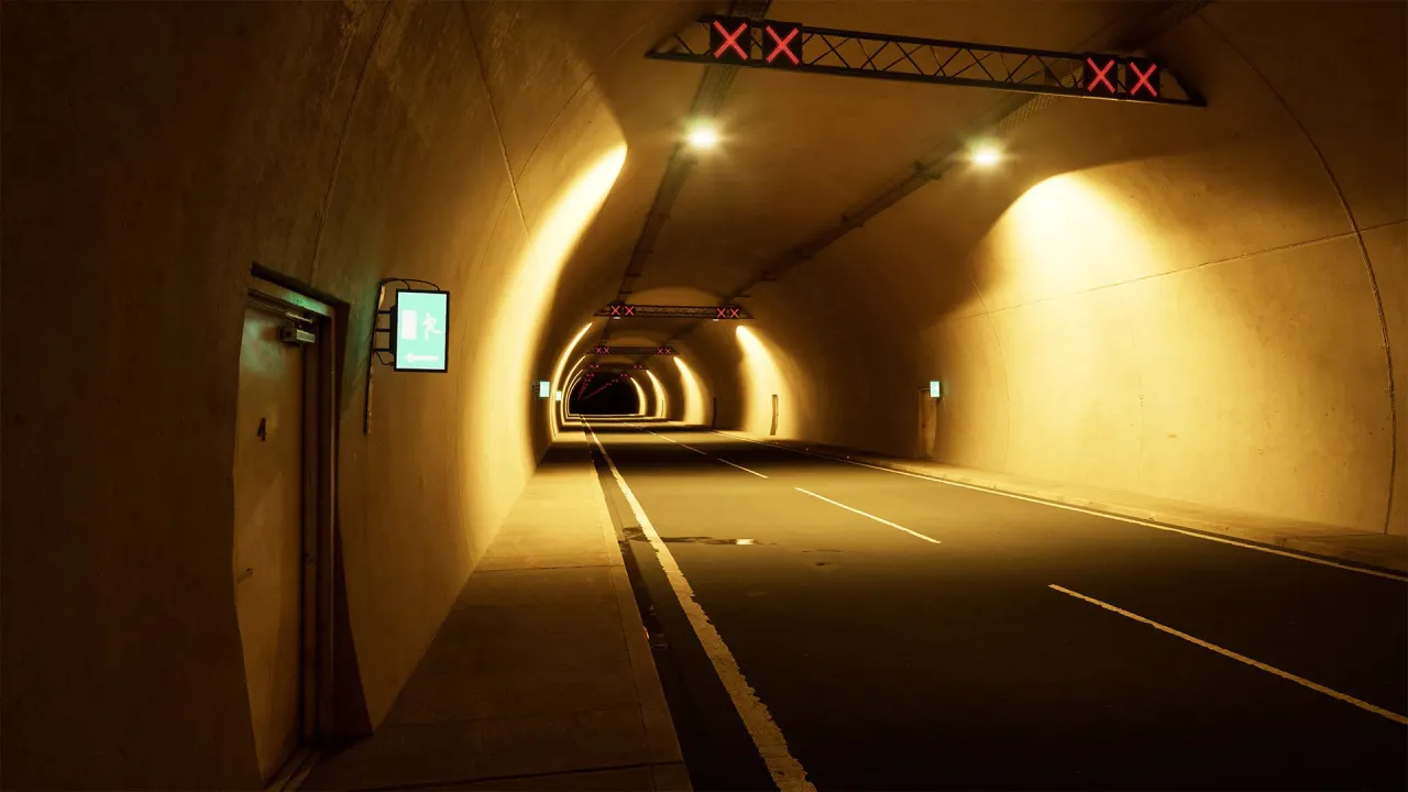 Shadowy figures lurking in the distance of the backrooms