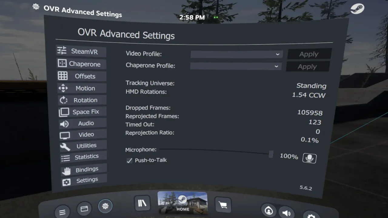 OVR Advanced Settings Steam Key Global dashboard interface for VR