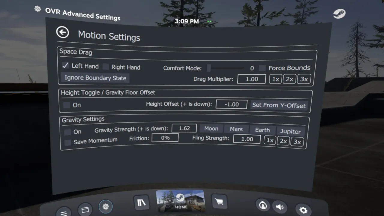 Customizing VR chaperone and floor height settings