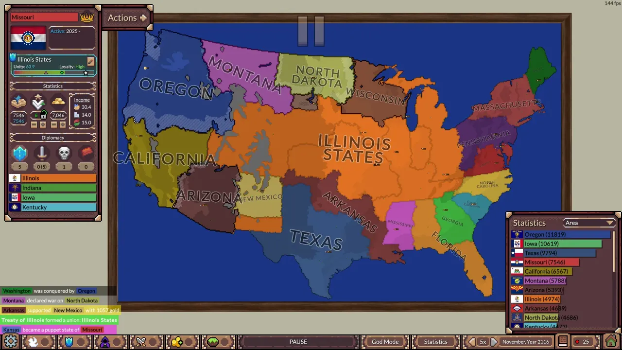 Nations competing for territory in a custom world war scenario