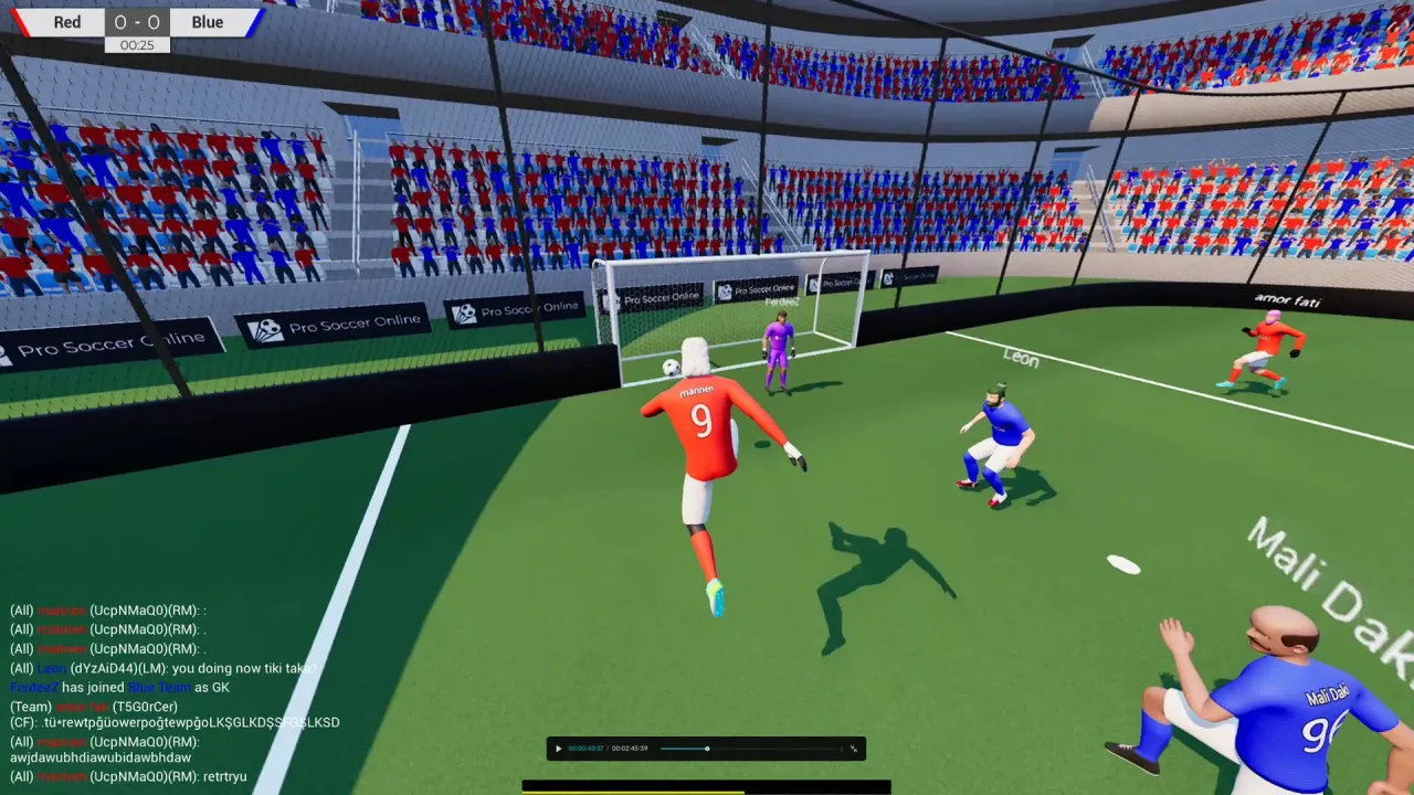Players controlling avatars in third person perspective on a green pitch