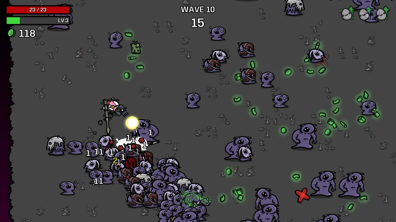 Brotato Steam Key Global gameplay with a potato fighting aliens