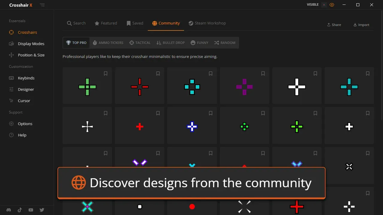Custom crosshair overlay active in a competitive shooter game