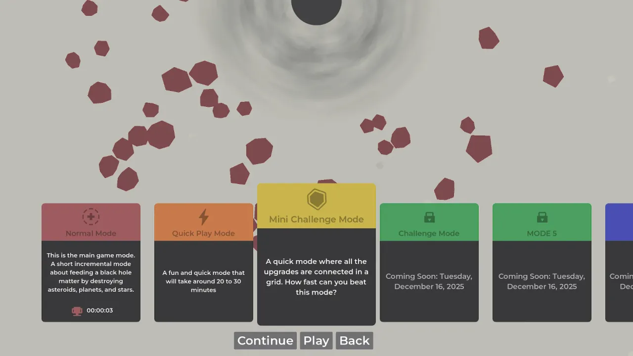 Relaxing puzzle levels in A Game About Feeding A Black Hole