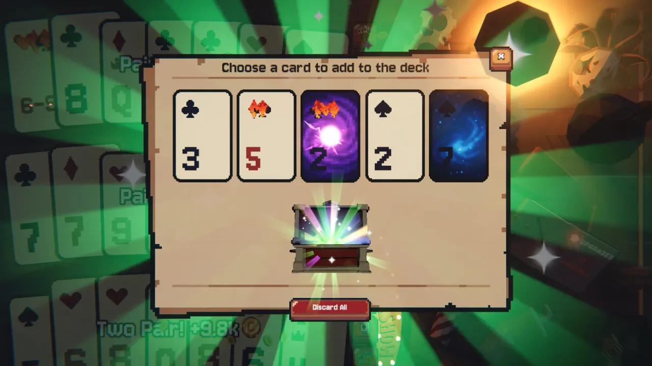 Choosing unique jokers and ability cards in game