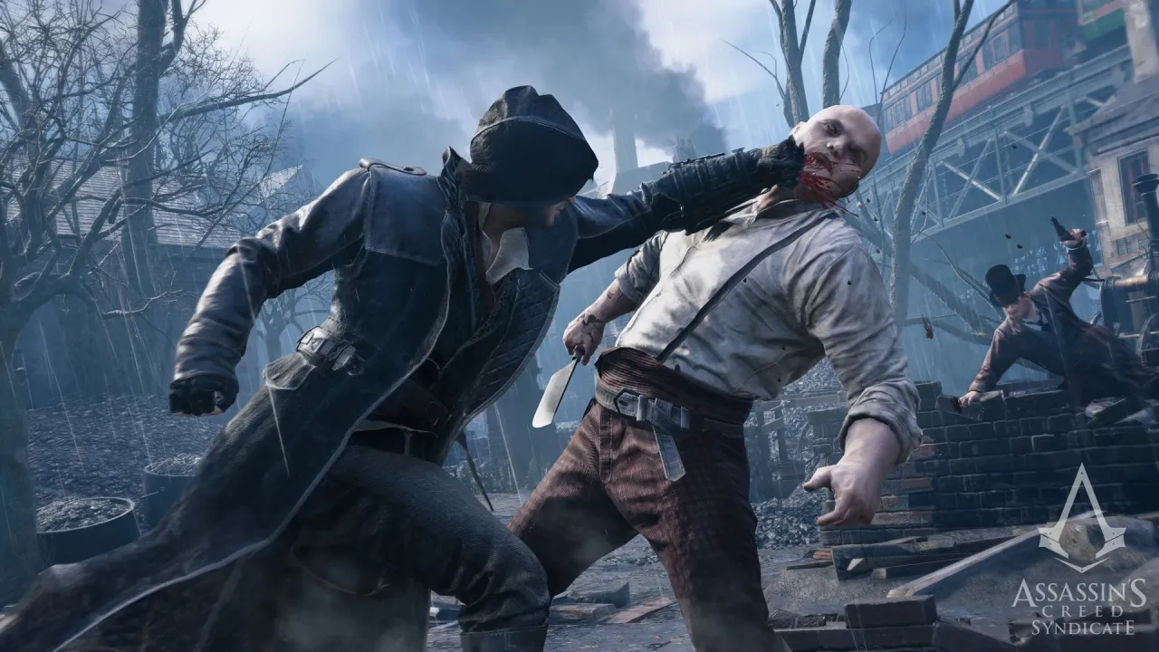 Using the rope launcher to traverse rooftops in Assassin's Creed Syndicate