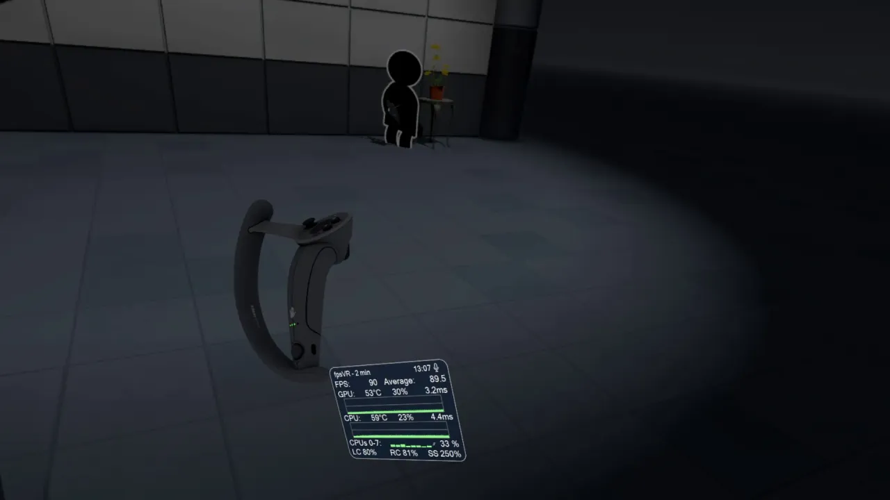 fpsVR settings menu for customization of the VR overlay